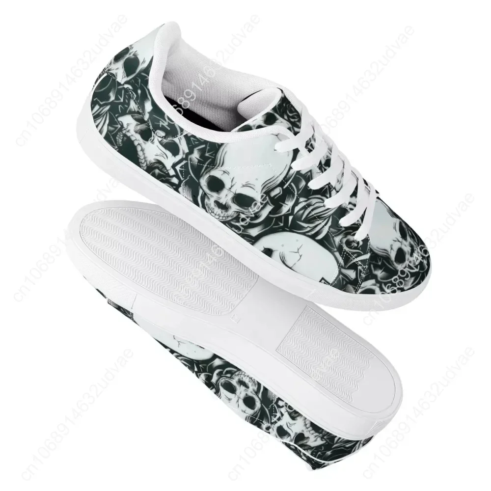 Gothic Skull Pattern Heren Casual Platte Schoenen Pu Lederen Sneakers Lente Zapatos Mujer Schoeisel Voor Jongen Dropshipping