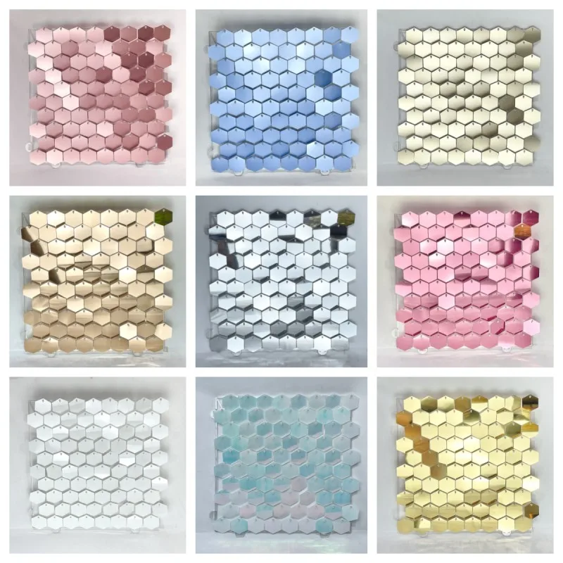 1pc Hexagon Sequin Backdrop Panels  Shimmer Wall Decor for Baby Shower Wedding Birthday Party Background Wall Decoration