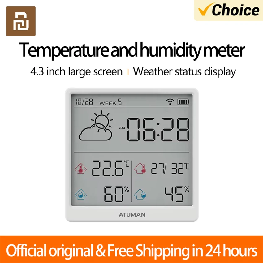 Duka ATuMan Electronic Temperature Humidity Sensor Wifi Smart Home Weather Station Rechargeable Digital Thermometer Hygrometer