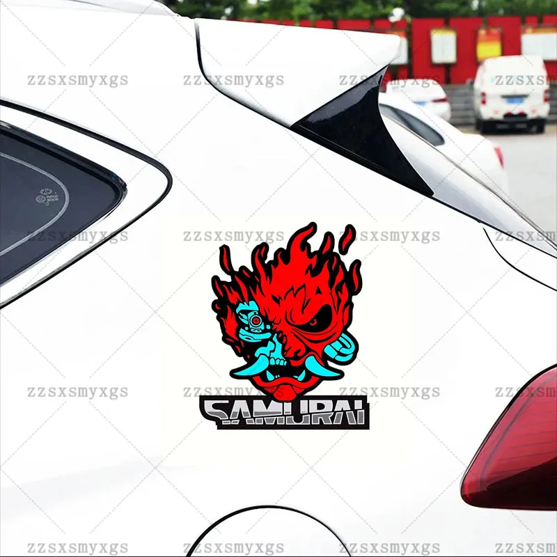Cyberpunk Samurai Demon Mask Stickers, Waterproof Vinyl Decals for Car SUV Motorcycle