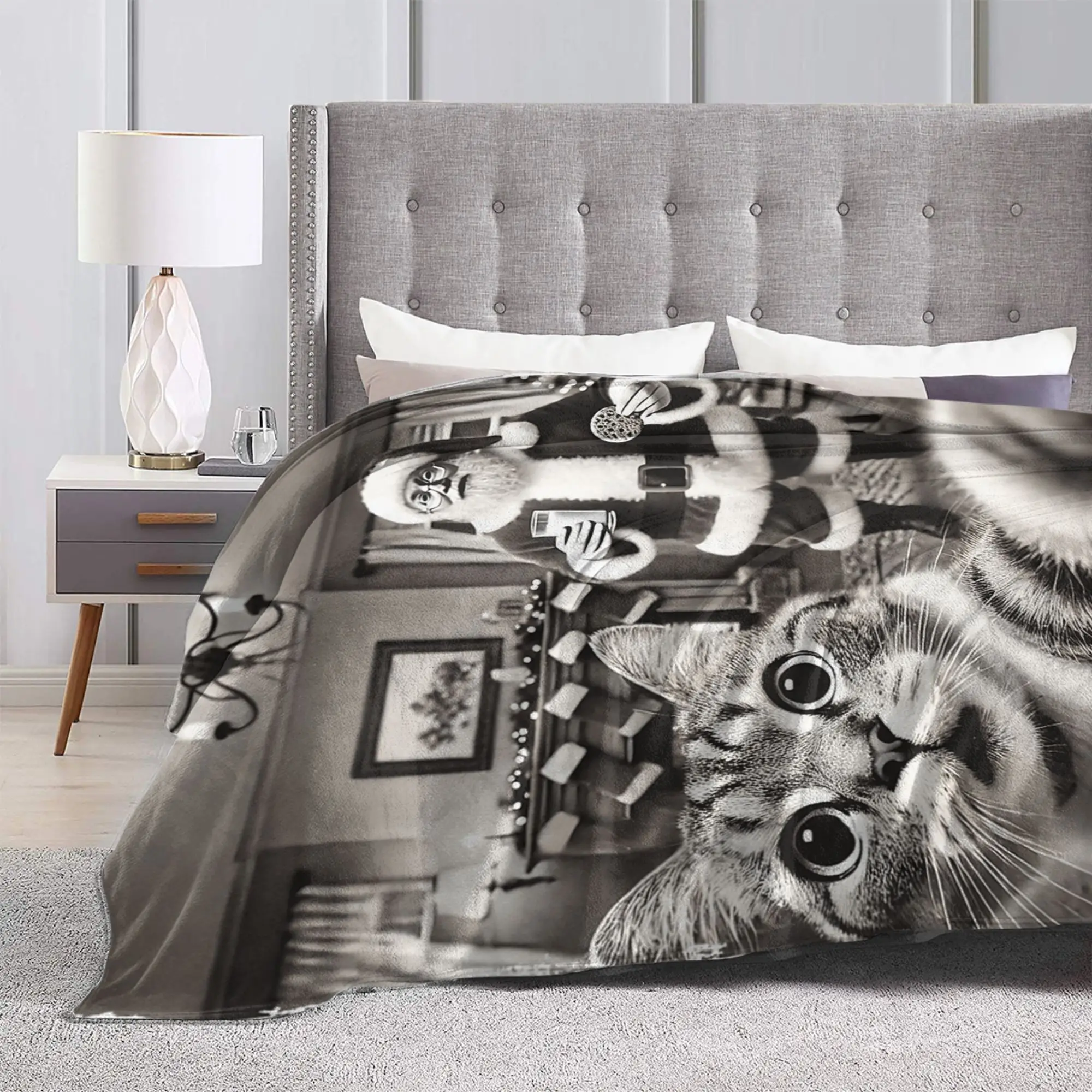 صورة شخصية للقطط مع بطانية سانتا جودة الفراش الدافئة يلقي ربيع الأطفال في الهواء الطلق موضة المفرش #5