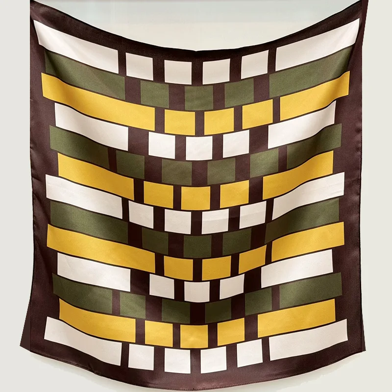 

70cm Scarf Square High-Grade Korean Style Fashionable Versatile Professional Artificial Small Vintage Printed for Women