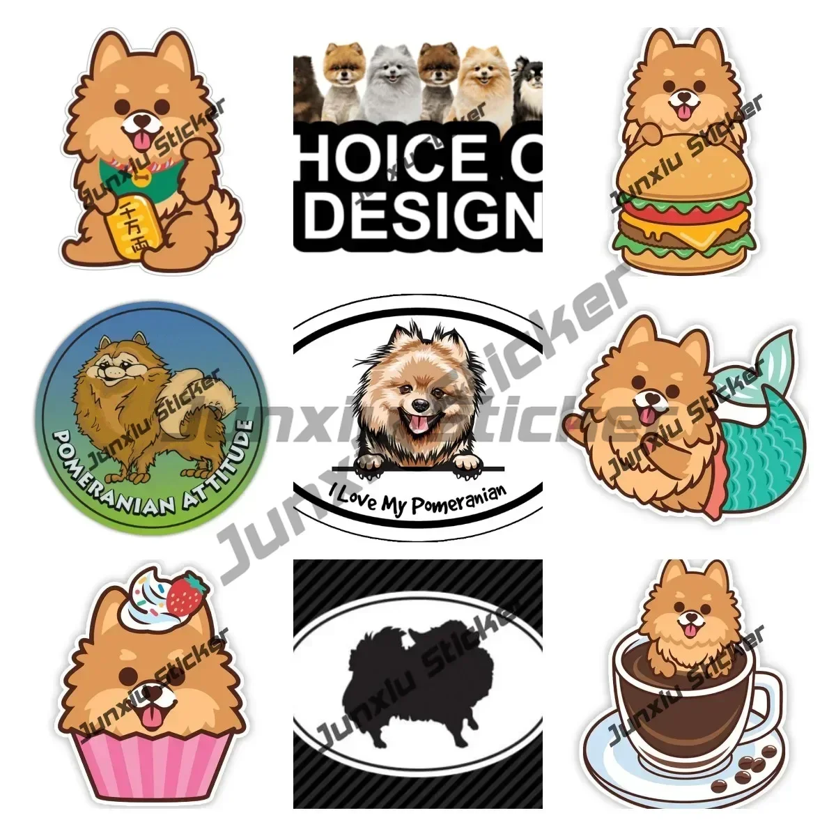 I Love My Pomeranian Dog Oval Sticker Shiba-Inu Burger Self-adhesive Decal for Cars Pickup Car Body Refrigerator Car Accessories