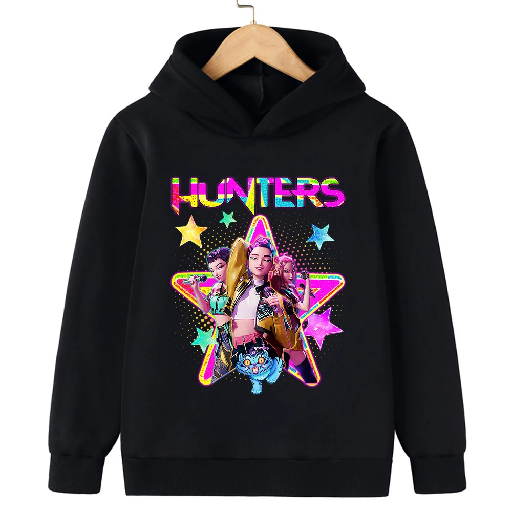 

KPop Demon Hunter Rumi Cartoon Girls Boy Hooded Sweatshirt Warm Children's Korean Wave Fashion Casual Tops Casual Girls Clothing