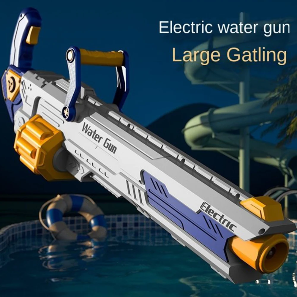 Electric Gatling Burst Water Gun High Voltage Capacity Electric Automatic Toys Squirt Gun for Adults Beach Tool Game