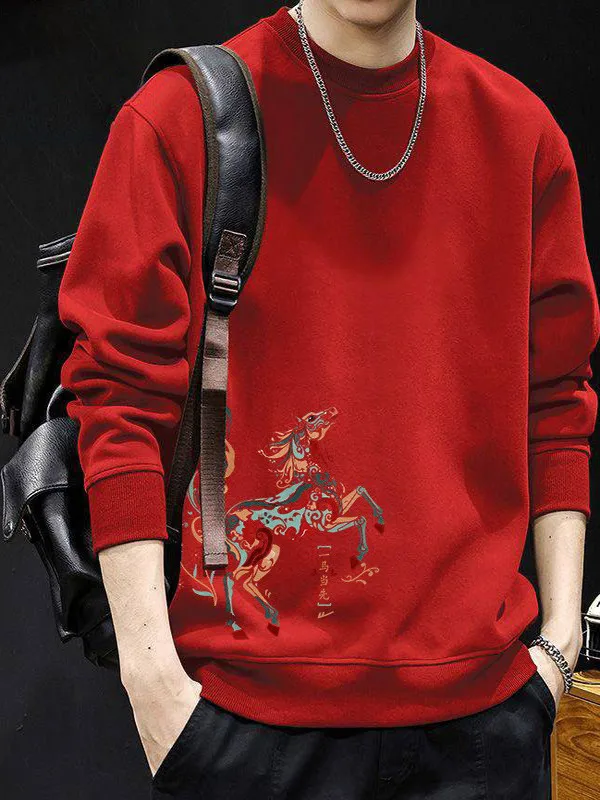 

plus Size Hoodie Thiened round Ne Sweatirt Red Color for Men And Women Chinese Zodiac Year Clothing Spring Autumn...