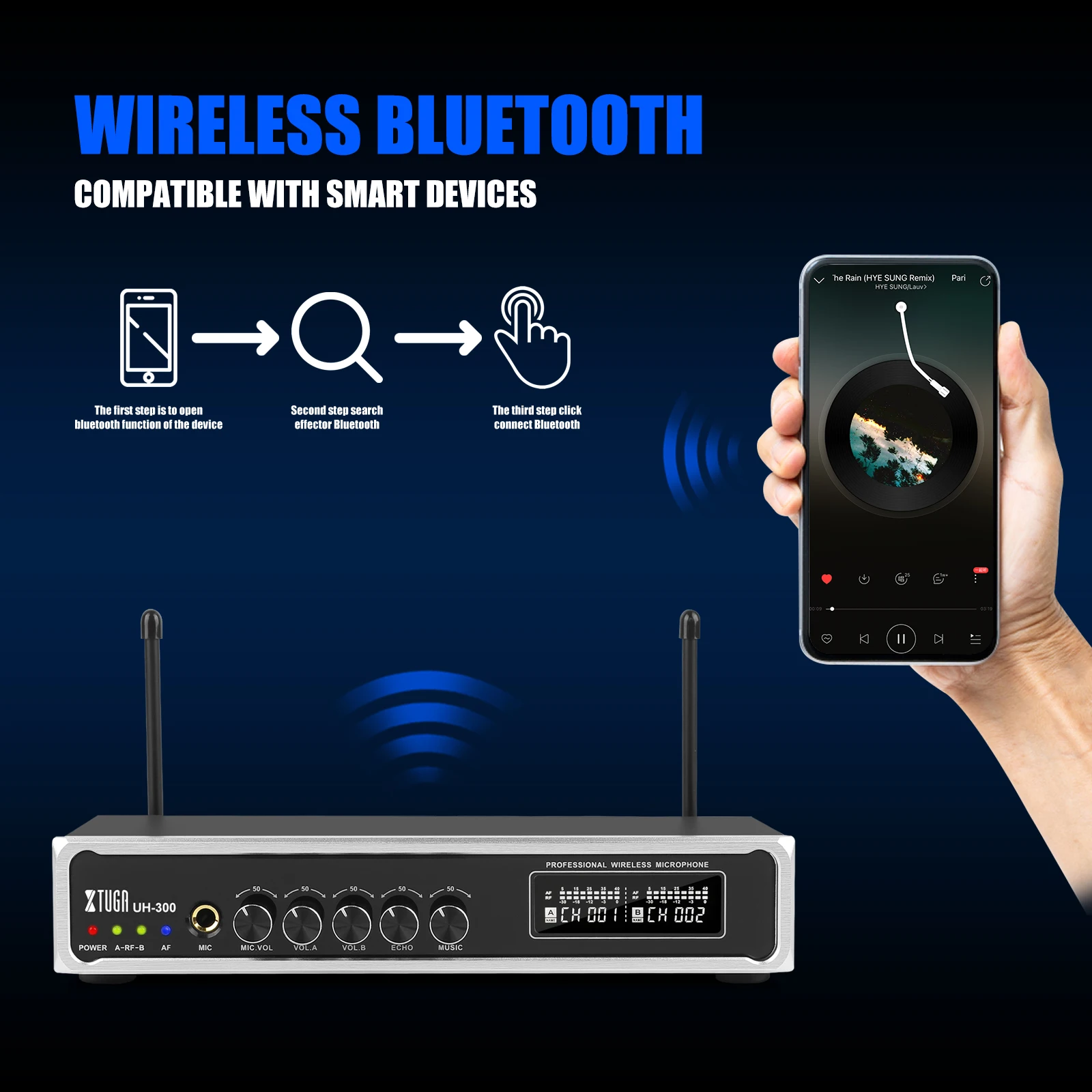 XTUGA UH300 UHF Professional W - Bluetooth Karaoke Microphone Handheld ulasan dan harga