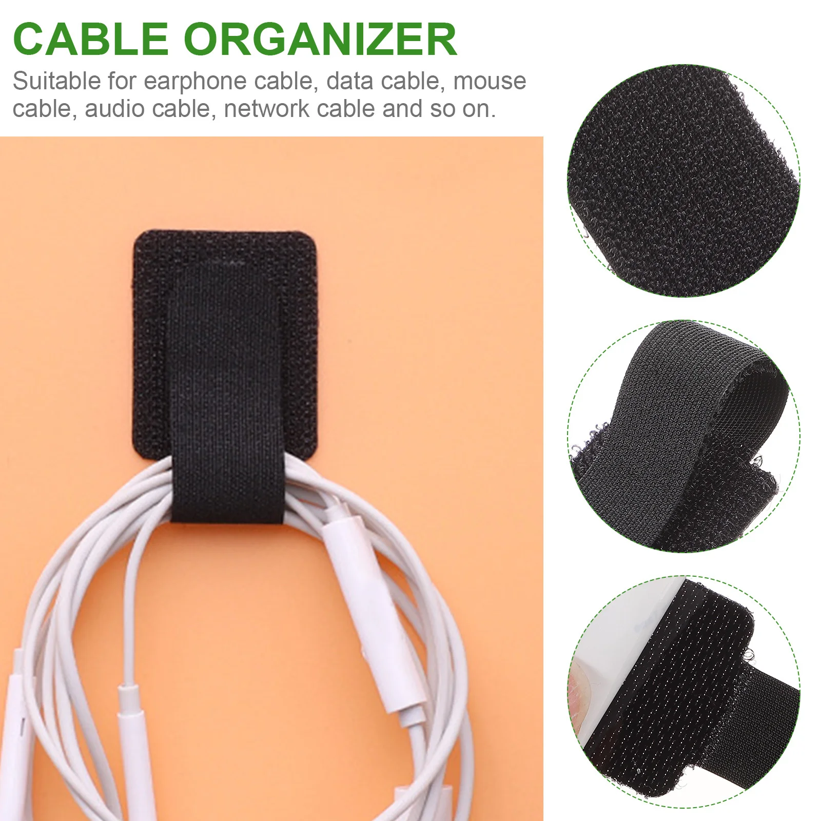 

40 Pcs Self-adhesive Wire Manager The Reusable Cord Ties Cable Straps Organiser Management Organizer Polyester Data Organizing