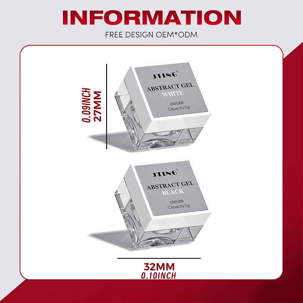 5g/pot Zwart Wit Kant Nail Art Basis Gel Kant Golf Textuur Abstract Gel Losweken UV LED vernis Nagel Schilderen Lak Gel
