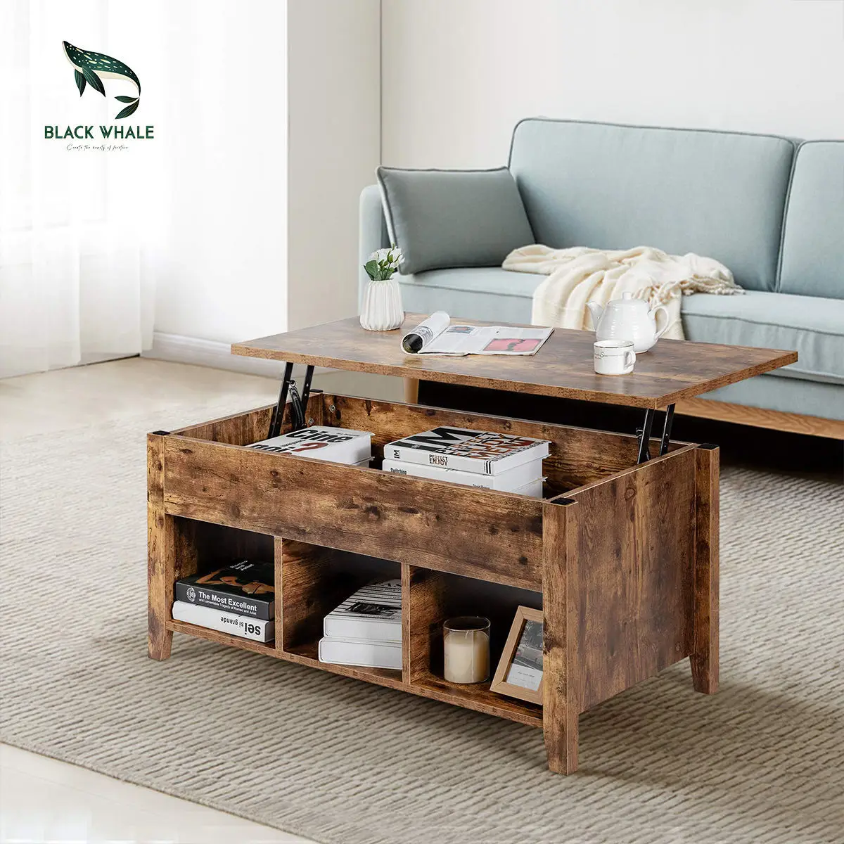 Simple coffee table coffee table storage telescopic lifting living room hotel cross-border supply