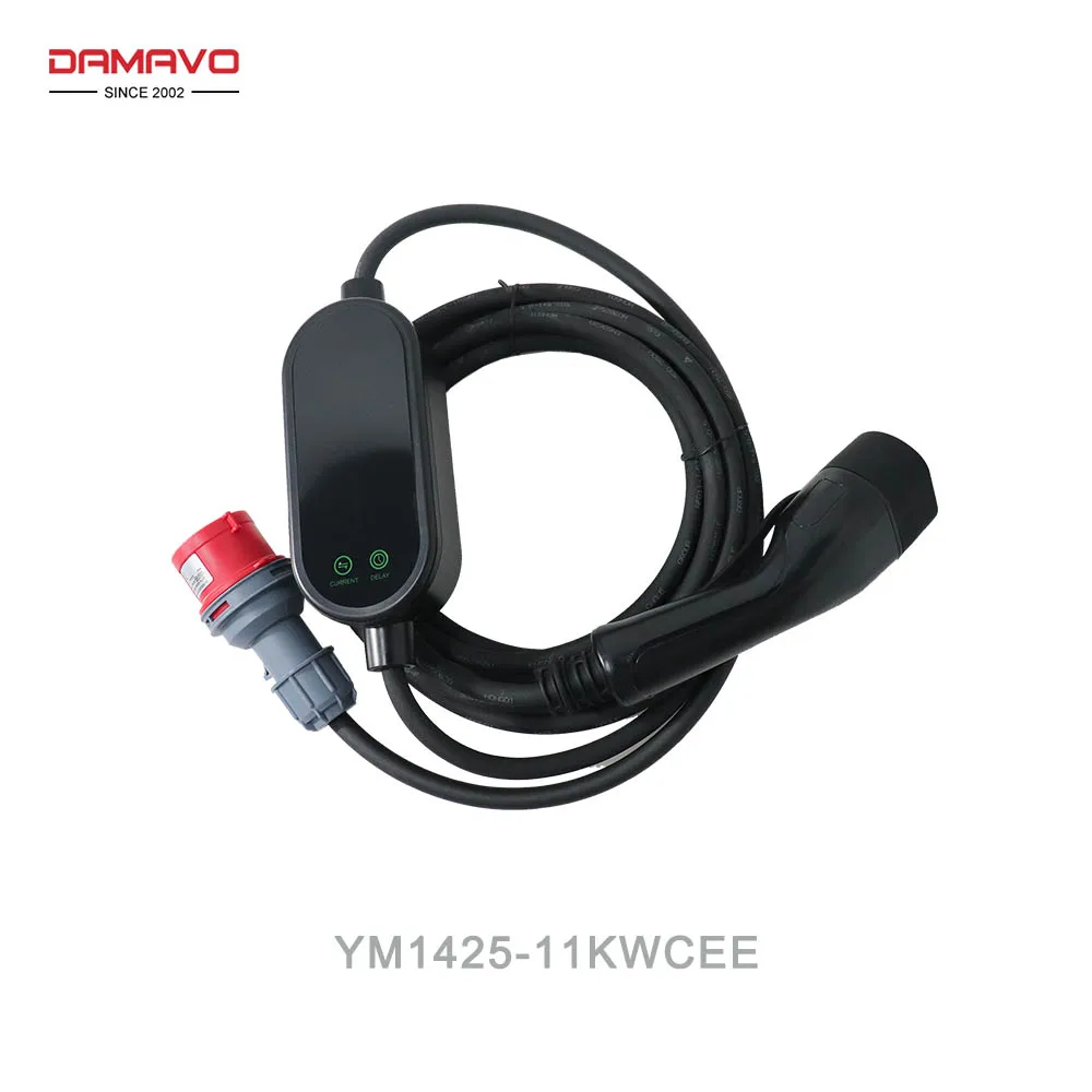 DAMAVO Portable High Efficiency 3.5kW-22kW Electric Vehicle Charging cable Waterproof 16Amp 32A Type 1/Type 2 5m Charging Cables