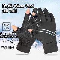 Anti-Slip Winter Cycling Gloves Double Layer Thicken Windproof Touchscreen Gloves Fleece Lightweight Thermal Snow Gloves