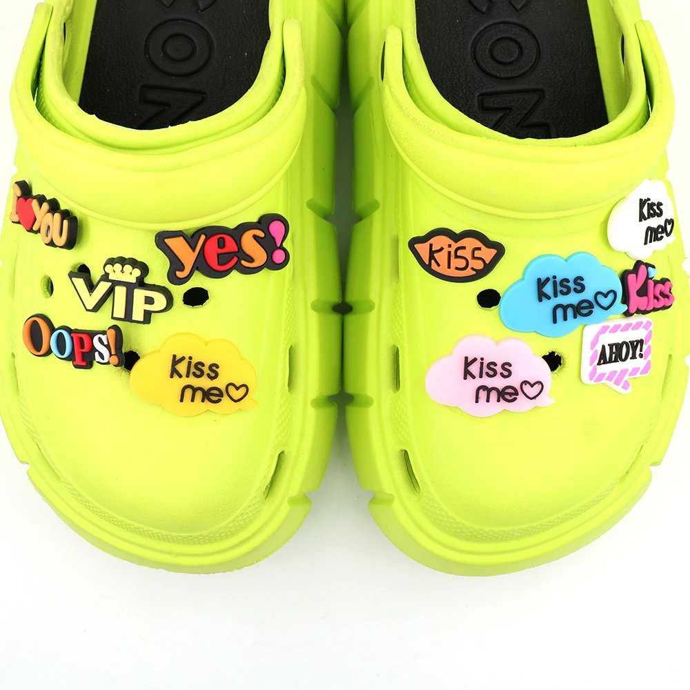 

1 Piece Charms Word Pvc Shoe Decorations Pins Short Cloud Sentences Ornament Shoe Accessories New Year Gift