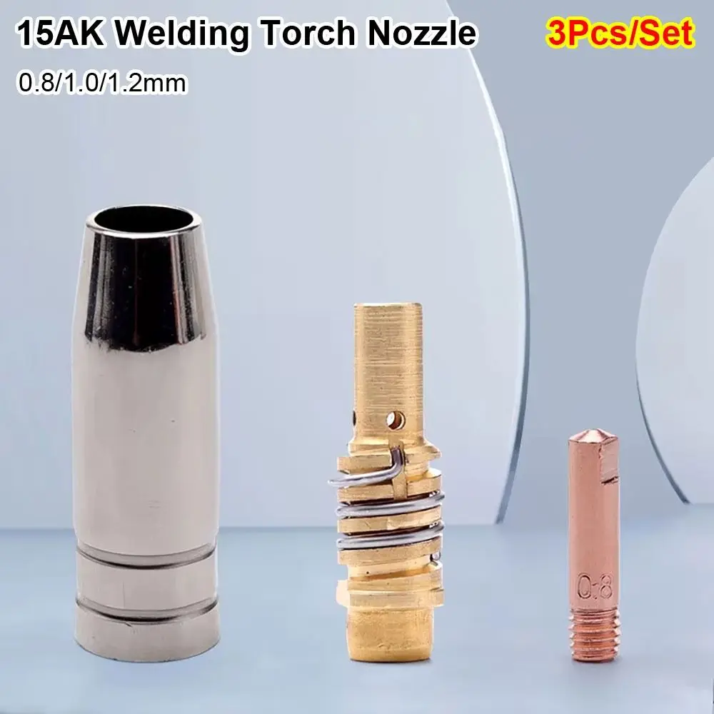 3Pcs/Set 0.8/1.0/1.2mm 15AK Welding Torch Nozzle Aviation Aluminum Protection MIG Torch Nozzle Tip New Coating