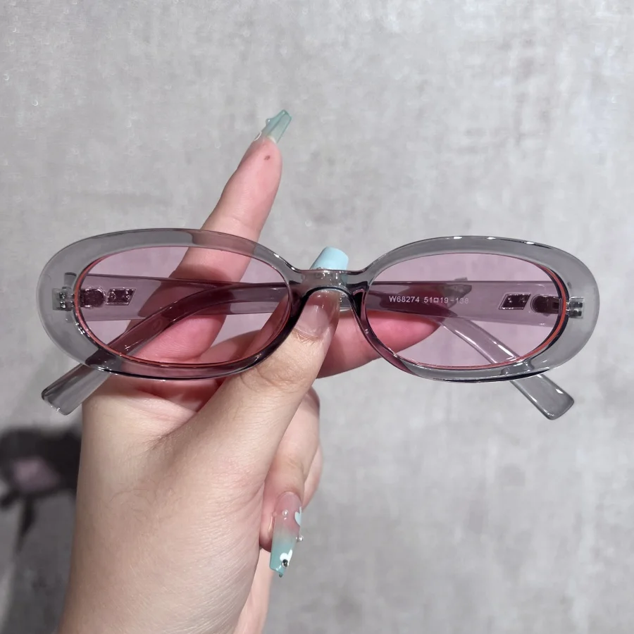 1Pc Women's Fashion Glasses New Retro Small Narrow Frame Oval Dopamine Personality Trendy Street Style Christmas Gift Daily Part