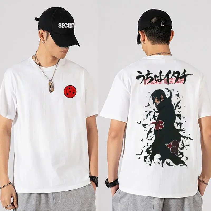 Camiseta Akatsuki Uchiha Itachi Dios de las máscaras ropa Naruto Akatsuki miembro firma dibujos animados Anime 3 camiseta de manga corta