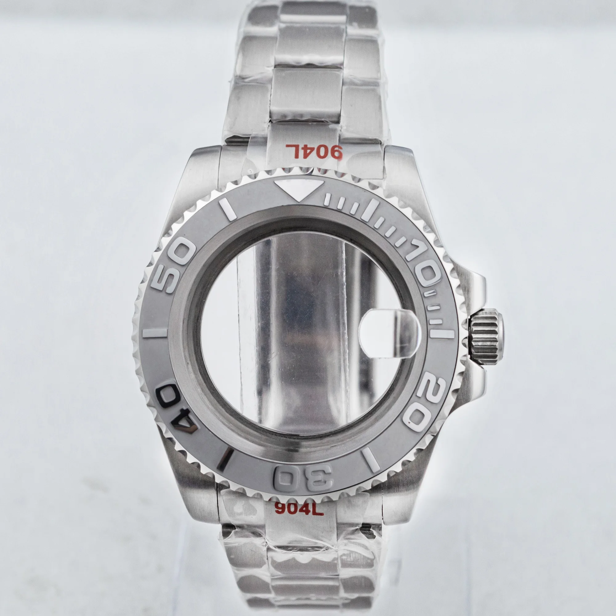 

40mm NH34 NH35 NH36 Movement Silver Stainless Steel Watch Yacht Case Ceramic Bezel Sapphire Glass Men Watch Case Oyster Bracelet