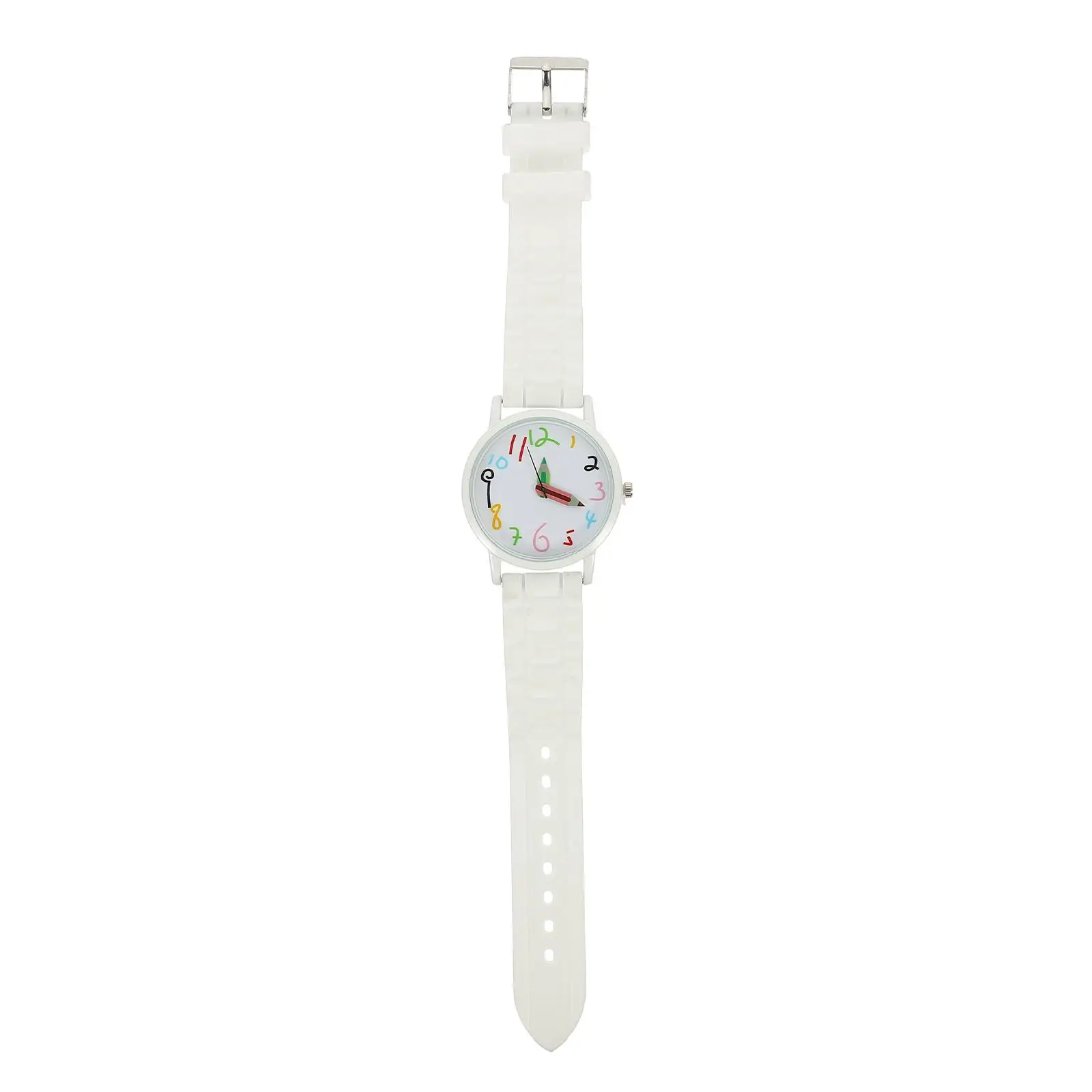 

Student Watch Silicone Strap Wrist Watches for Kids Watch With Strap Clear Dial Numbers White Color Children Gifts