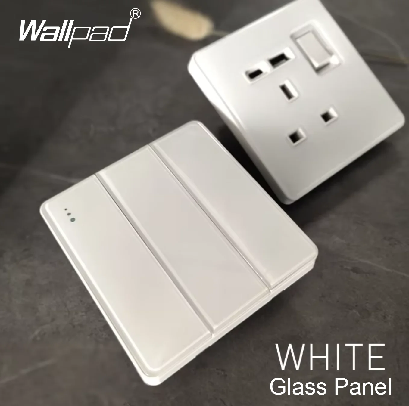 Full White Glass Fast Charge 13A UK Brithsh Saudi Universal Switched Wall Socket with USB Type A C Outlet CE UKCA Rosh Proved