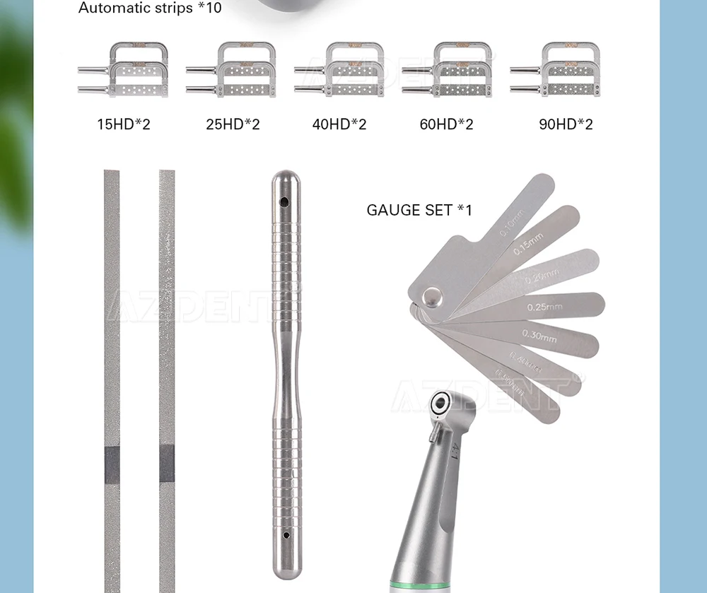 AZDENT Dental 1:1/4:1 Interproximaler Streifenkontra-Winkelstück für kieferorthopädische Zahnlückenmessung – Detail 11