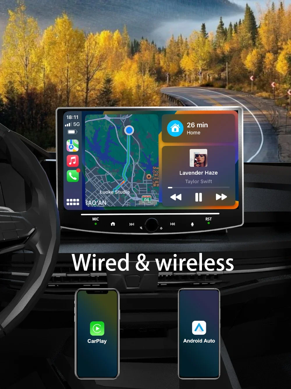 Reproductor Multimedia Universal para coche, Radio estéreo con Android 13, 1 Din, pantalla flotante, IA, voz, Carplay, Unidad Principal para Toyota,