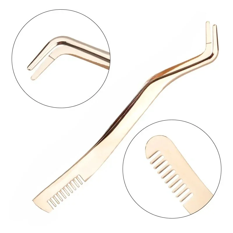1/3개 속눈썹 빗 핀셋 볼륨 비자성 정전기 방지 스테인리스 전문가용 3D 속눈썹 연장 핀셋 도구