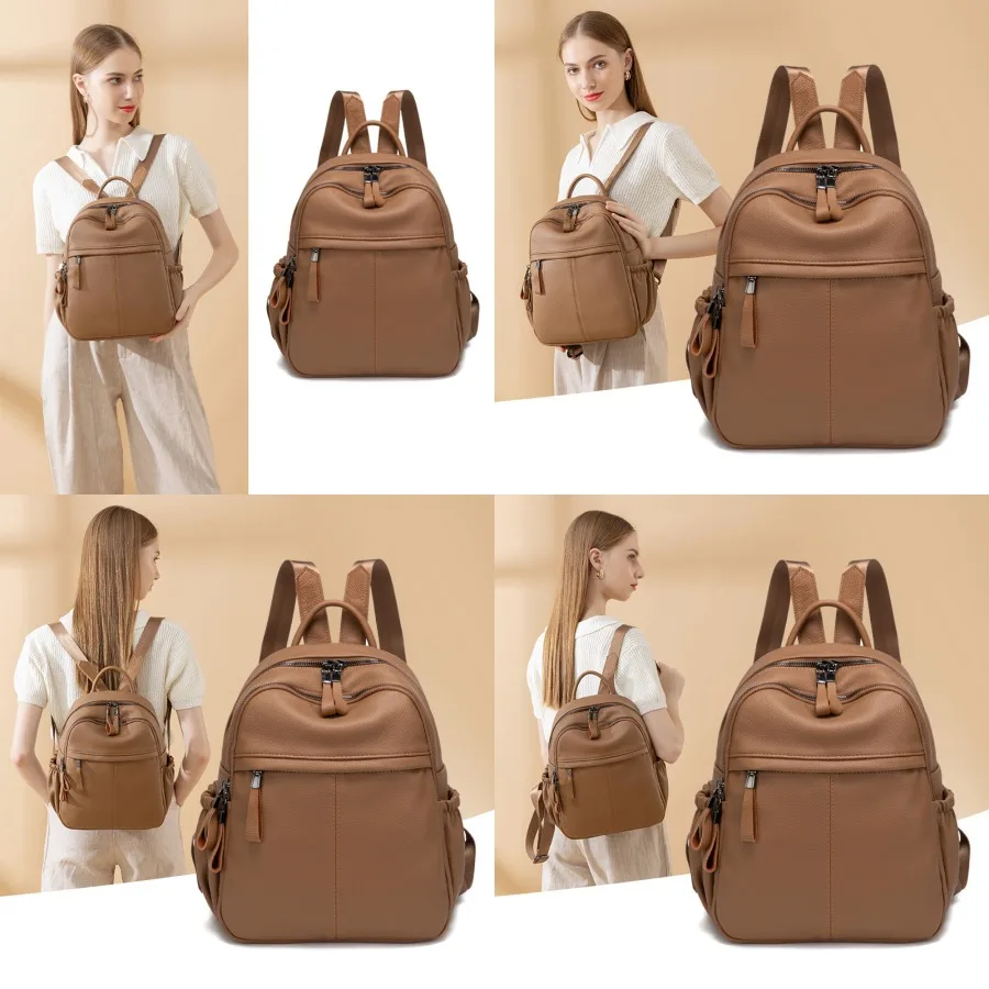 

【New style】Backpacks for women fashionable Korean style new fashionable all-matching soft leather handbag casual travel bag