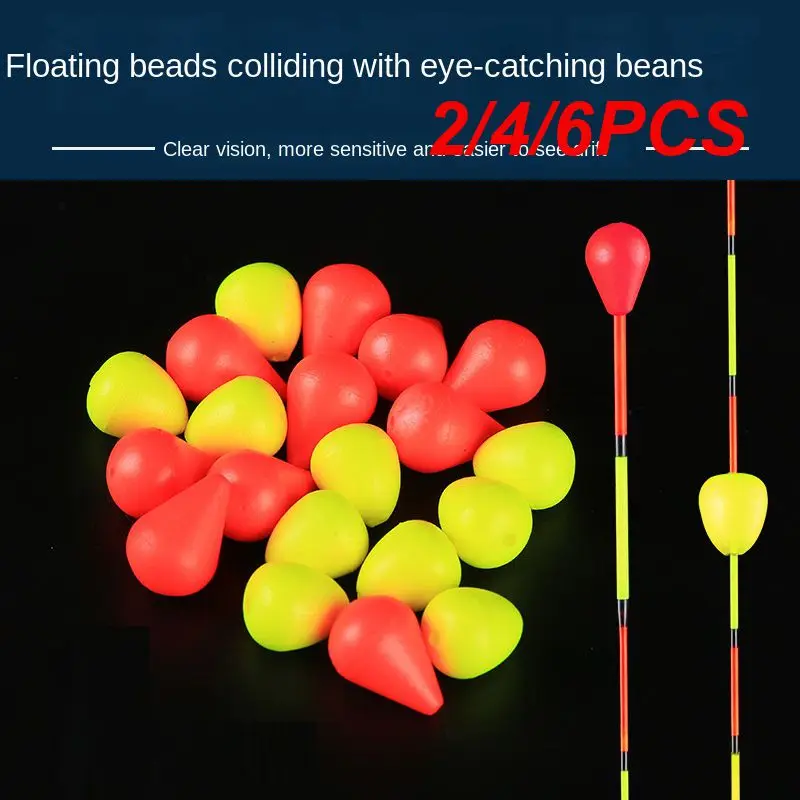 2/4/6PCS Fish Drift Sensitive Visualable Fishing Signal Sender Red/yellow Fishing Accessories Floating Beads Bump Beans