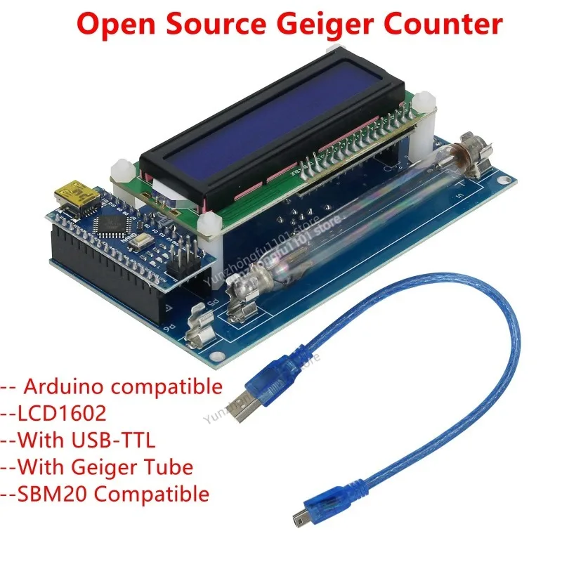 DIY Open‑Source Geiger Counter Kit With Miller GM Tube Radiation Detector Module LCD Display Nuclear Radiation Measuring