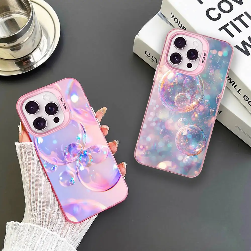 

Dreamy Colorful Bubbles Phone Case For iPhone 16,15,14,13,12,11,Mini,Pro,MAX Pink Matte Shockproof Cover