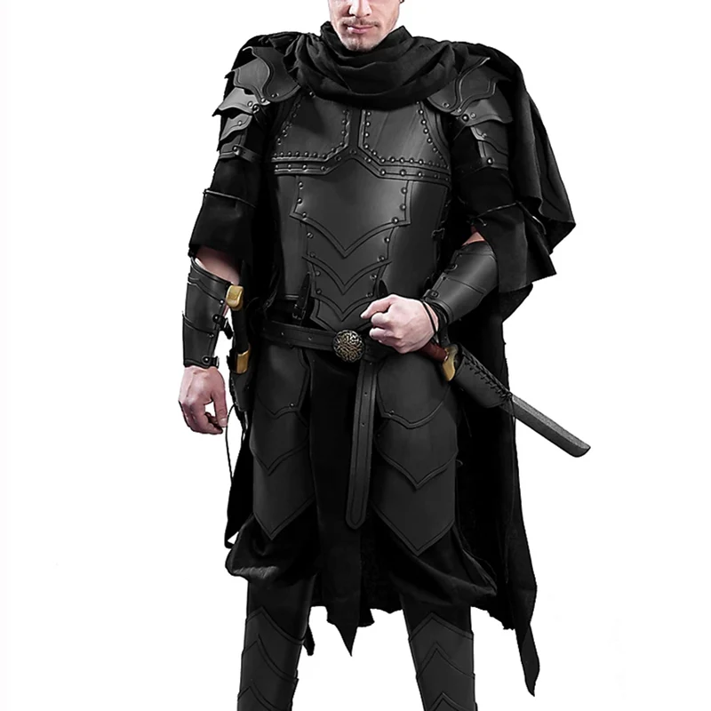 Mens Medieval Viking Knight Pirate Costume Body Shoulder Armor Set Steampunk Leather Vest Armour Larp Cosplay Outfit Pauldrons - view 5