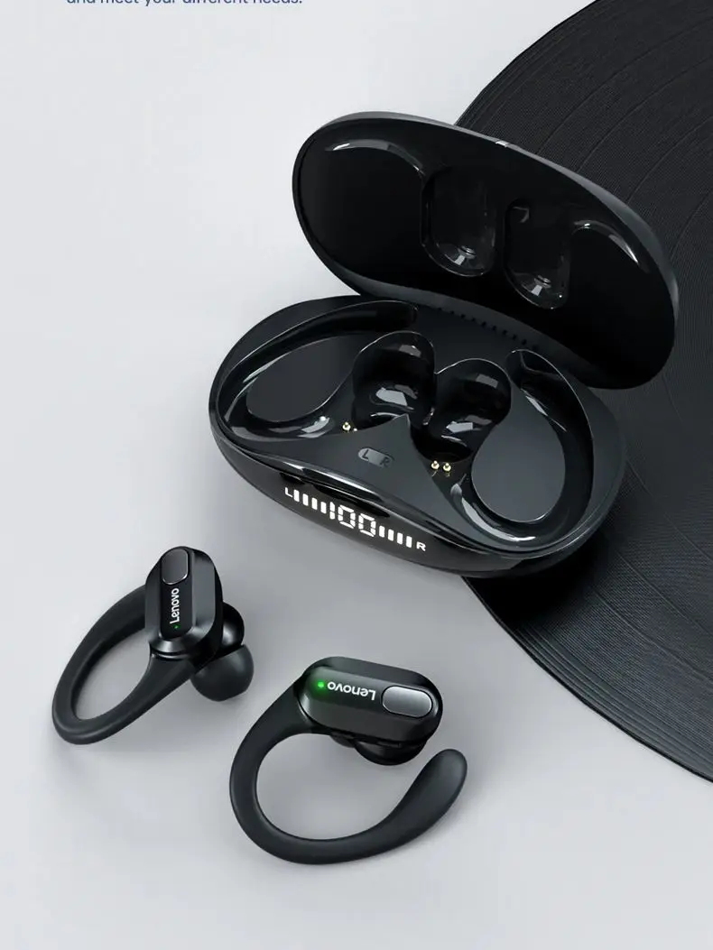 AliExpress Original Lenovo Earphones with Mic Hifi Stereo Sound Bluetooth Wireless Sports Headsets LED Power Display Cycling Earbuds