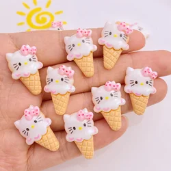 Mini bijoux en résine de crème glacée en forme de chat, ornement à dos plat, accessoires de coiffure, manucure, 20 pièces