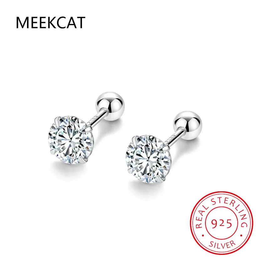 18k Plated 0.2-2ct Moissanite Stud Earrings for Women Solid 925 Sterling Silver Lab Diamond Screw Back Ear Stud Jewelry