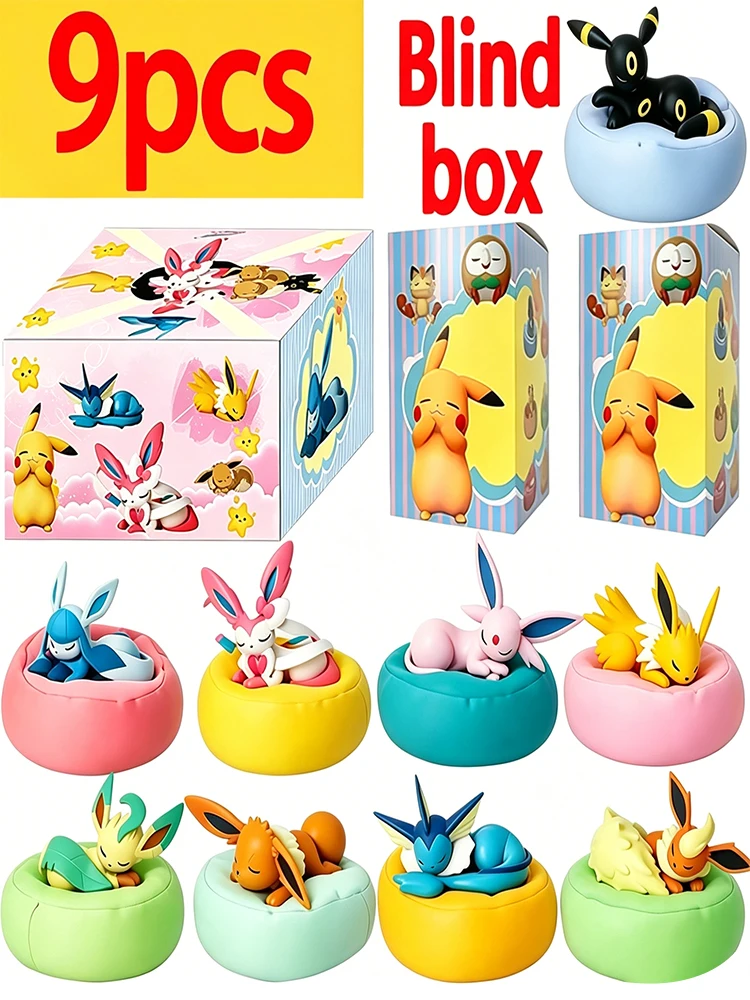 8cm Anime Pokémon Eevee Figur Blindbox Spielzeug Multi-Form-Serie PVC-Modell Tischdekoration Ornament Geburtstags- und Weihnachtsgeschenk