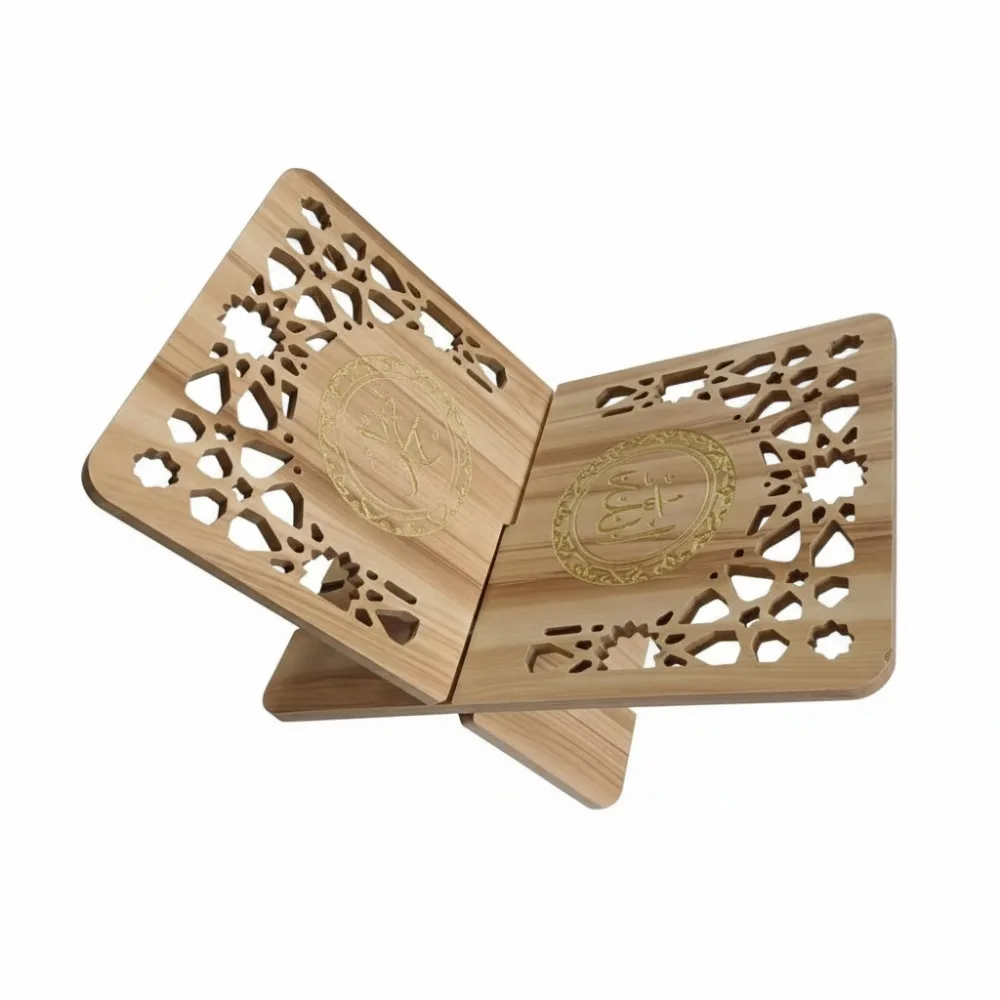 

Настольный органайзер с цветочным узором, деревянная подставка для Корана, ажурная съемная полка для священных книг, элегантная подставка для книг, Ид аль-Фитр