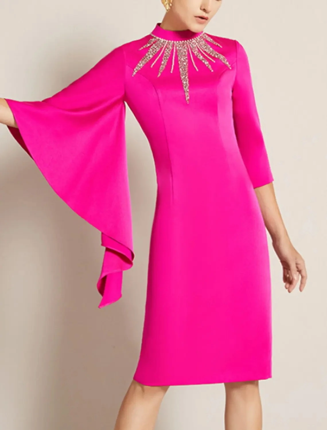 Fuchsia Short Cocktail Party Dresses 2025 Jewel Beading Split Knee Length Homecoming Holiday Birthday Gowns Robe De Soiree