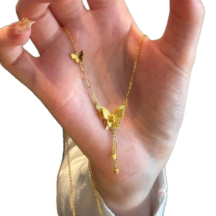 

New Vintage Butterfly Tassel Necklace Delicate Pendant Bridal Jewelry Wedding Gift For Women