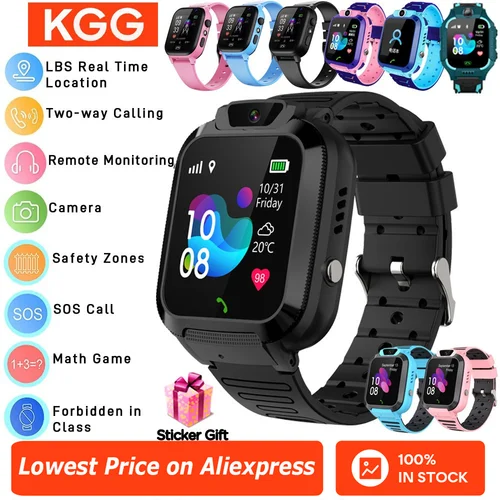 Tarjeta Sim 4G 2G Internet reloj inteligente para niños llamada de emergencia ubicación LBS reloj inteligente para niños cámara reloj de teléfono impermeable con pegatina