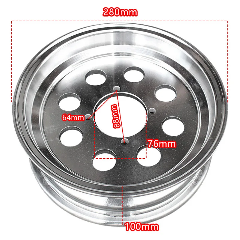 Circular rear wheel auxiliary electric aluminum alloy pneumatic tire hub 3.50-10 for scooter tricycle