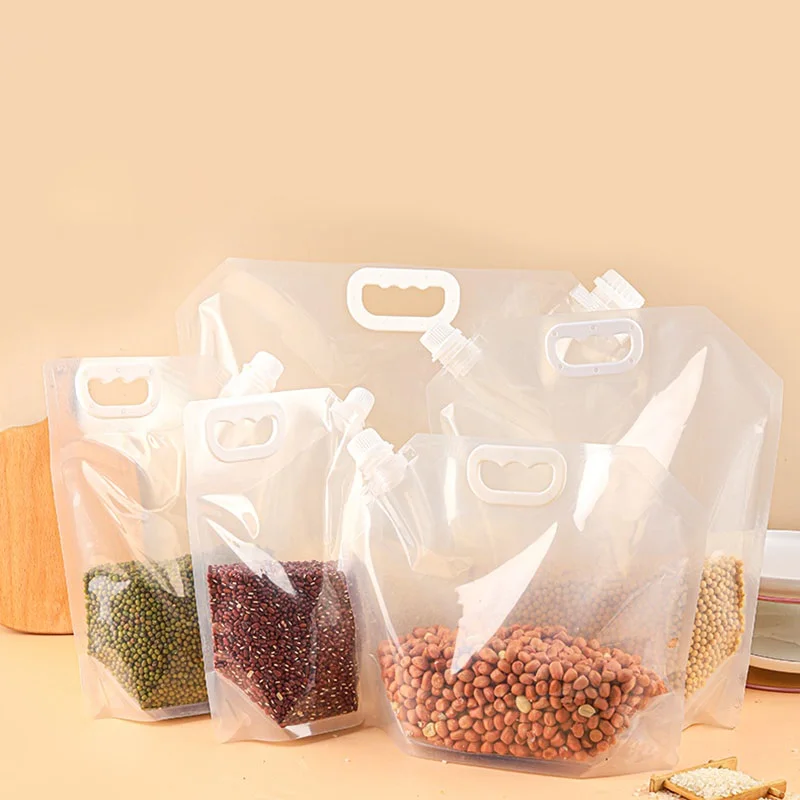 

10pcs Stand Up Grain Seal Bag Refillable Plastic Drink Bag Spout Pouch for Juice Milk Coffee Food Bean Cereals Storage Bags