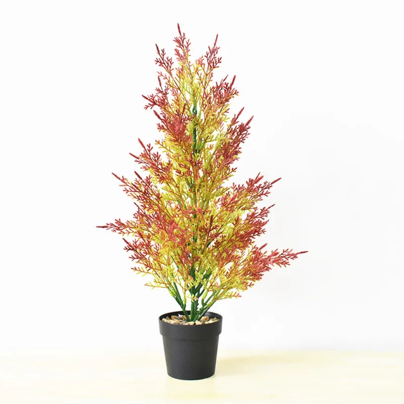 

45CM Artificial Cypress Branches Rred Ffake Plants Flower Aarrangement Material Ddesktop Decor Hotel Office Home Decoration