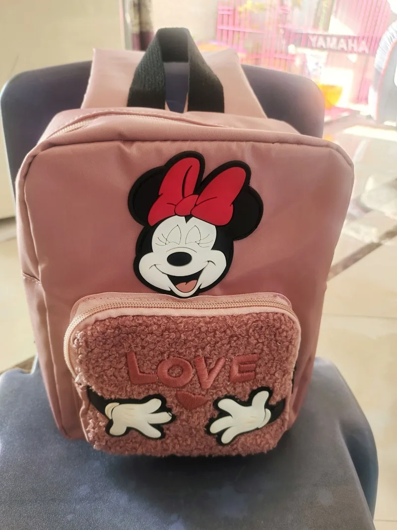 Disney 2023 New Cartoon Minnie Backpack, Fashionable Children\'s Casual Schoolbag, Large Capacity Girls\' Cute Backpack