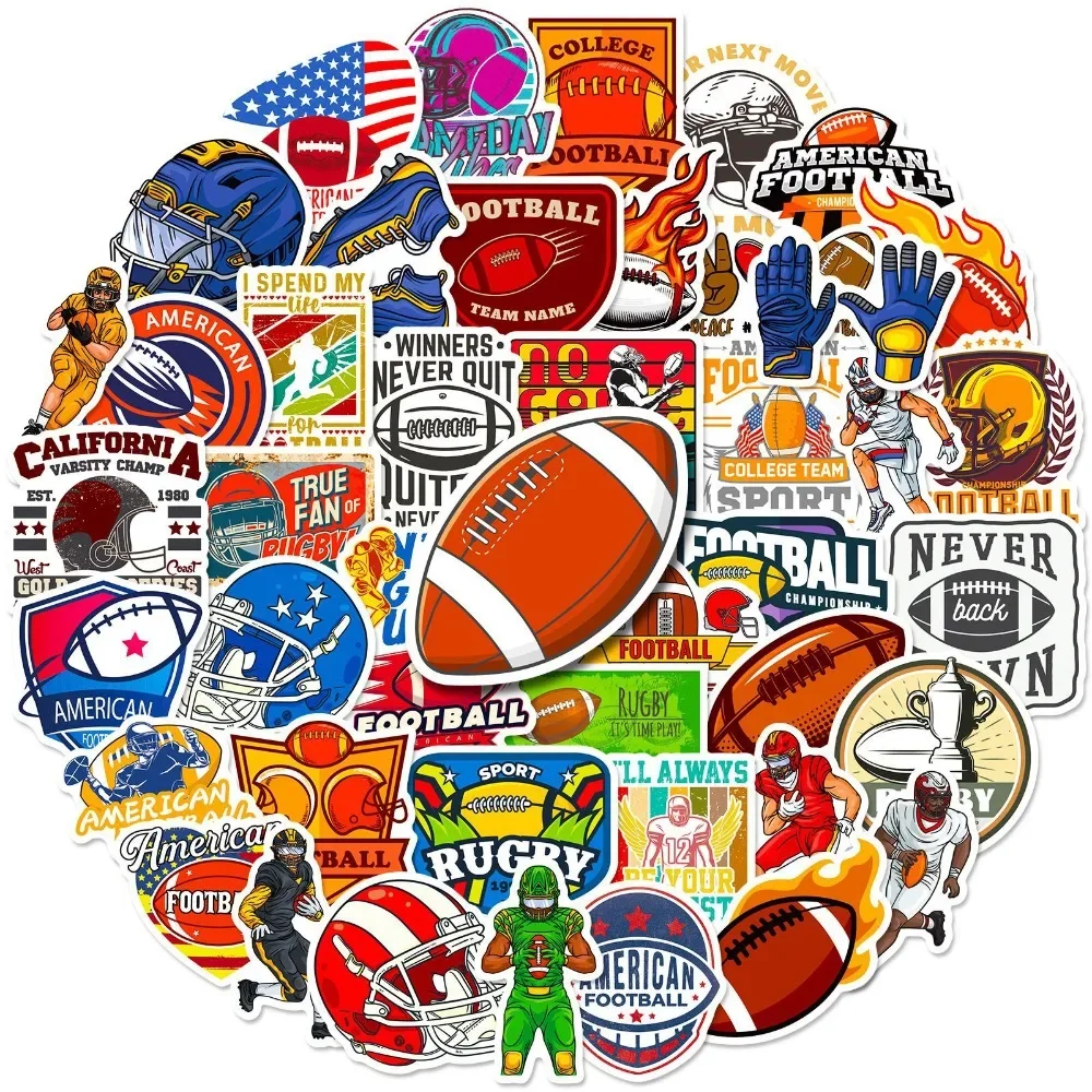 50PCS American Football Stickers Graffiti Decals DIY Laptop Phone Guitar Skateboard Car Waterproof Sticker Classic Toy