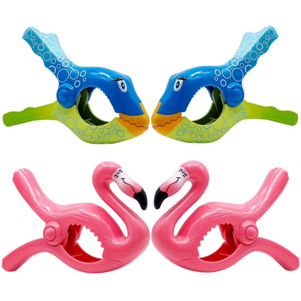 

Towel Clips For Beach Pool Lounge Chairs Cruise Large Flamingo Fish Plastic Clothespins Holder Pegs Clamps for Hanging Summer