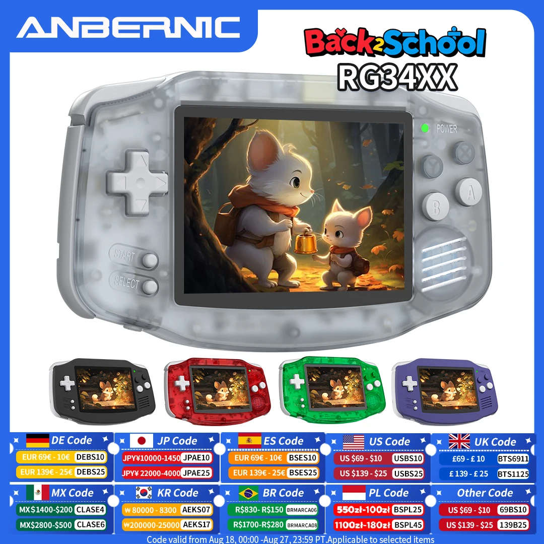 ANBERNIC RG 34XX ريترو وحدة تحكم بجهاز لعب محمول 3.4 بوصة HD IPS 720*480 شاشة لينكس 64 بت واي فاي بلوتوث RG34XX وحدات تحكم ألعاب الفيديو