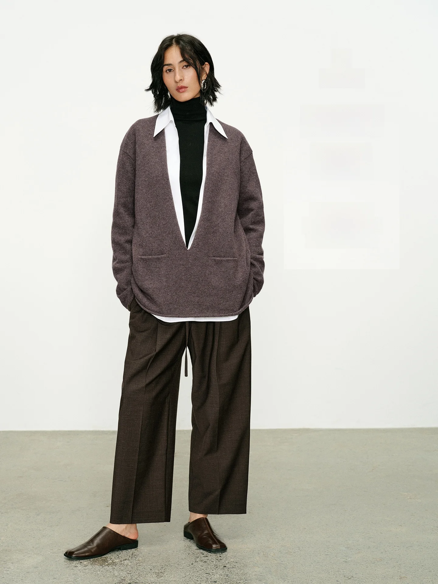 

YOOOJI Camere Knitwear Women's Base Layer Top Deep V Ne Pullover Autumn Winter New Sle Soft Warm Faionable