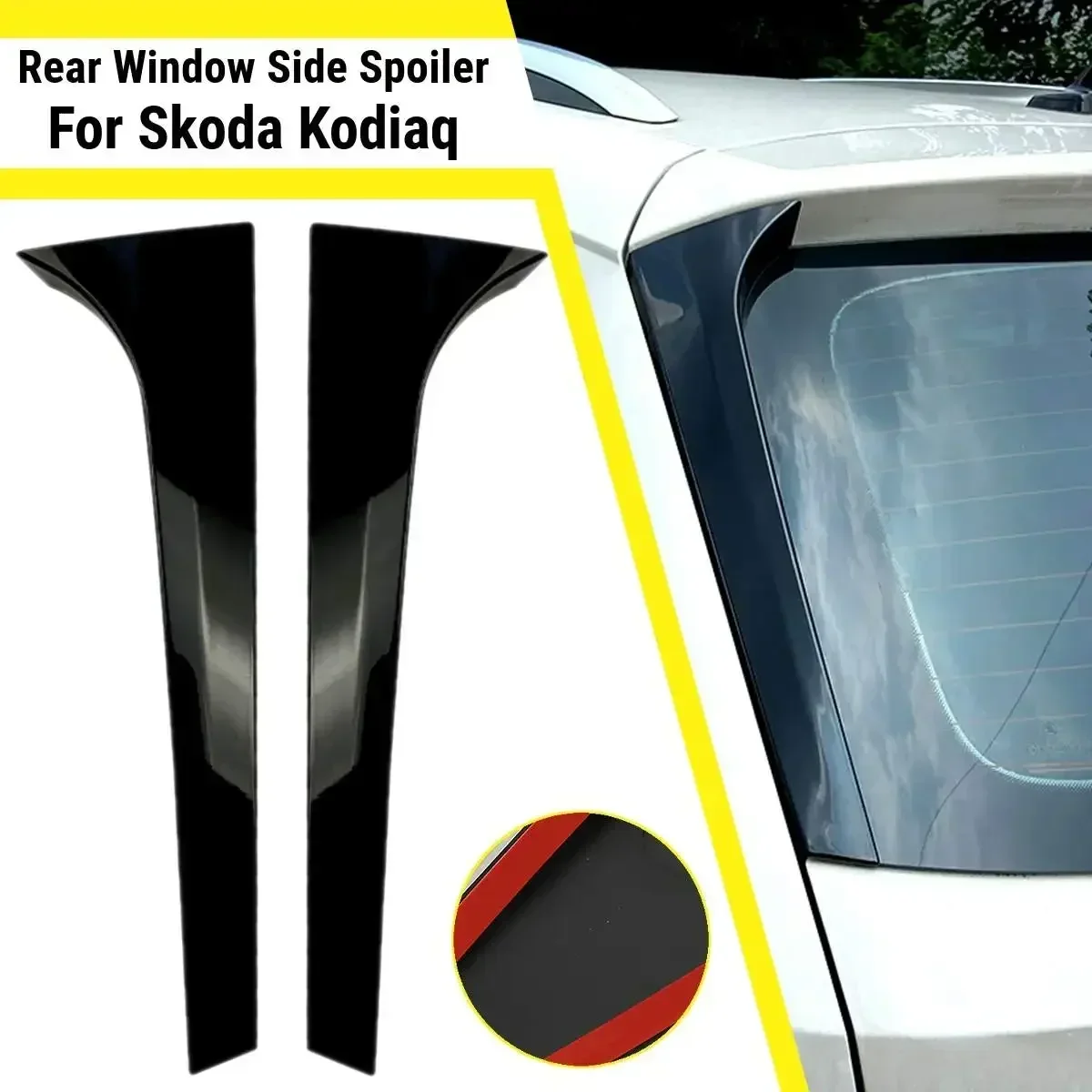 Pair Auto Rear Window Side Spoiler Wing Canard Splitter Auto Replacement Parts For Skoda Kodiaq Car Black Spoilers & Wings