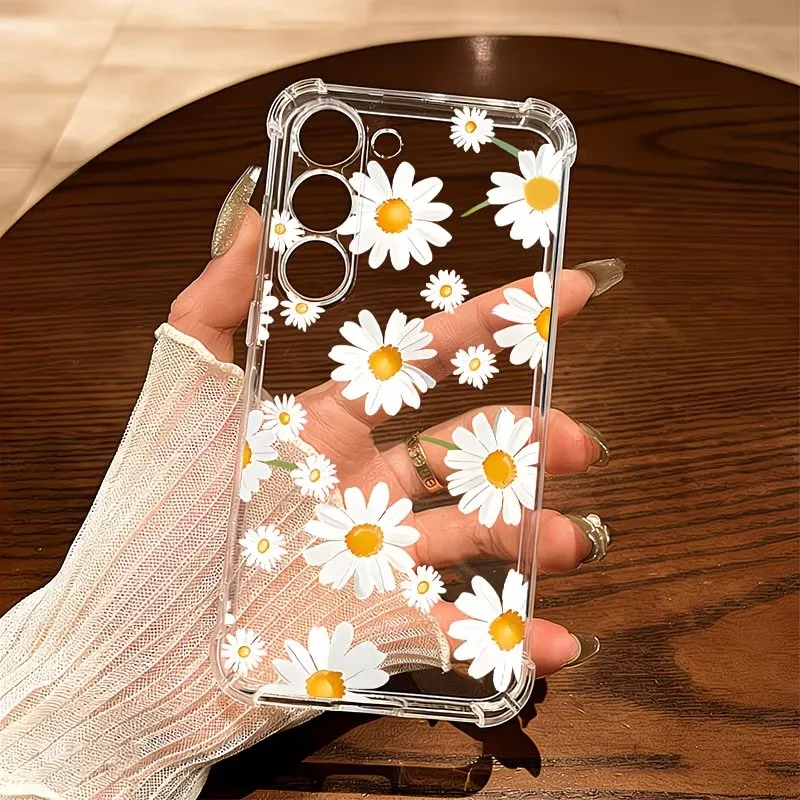 Clear Four Corners Airbag Shockproof Phone Case For Samsung Galaxy S25 S24 S23 S22 S21 S20 S10 S9 Ultra Plus Floral Print Cover