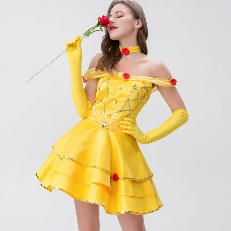 

Adult Belle Princess Cosplay Dress Fancy Masquerade Costume